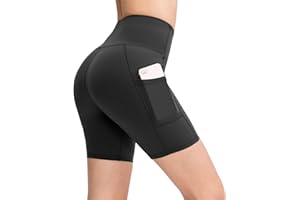 COTOP Pantalones Cortos de Deporte para Mujer, Pantalones Cortos de Yoga de Cintura Alta con 2 Bolsillos Laterales, Mallas Cortas de Mujer para Yoga Correr Fitness Ciclista