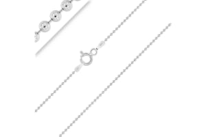 Planetys - 925 sterling silver rodium efterbehandling boll pärlkedja halsband för barn eller baby 1 mm bredd längder: 30, 40