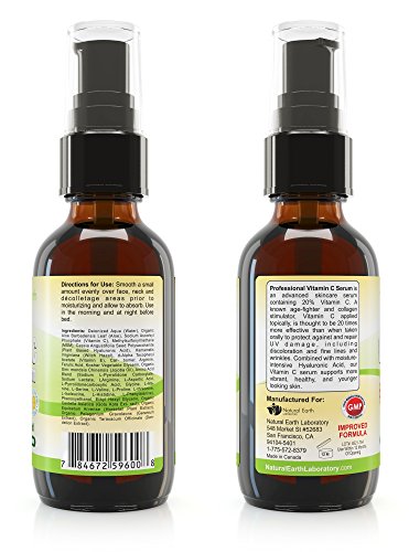 2oz of Vitamin C Serum for Face Pure Organic Contains clinical Strength 20% Vitamin C + Hyaluronic Acid. Reverse Skin Aging & Wrinkles look and feel younger! 100% Guaranteed. - 2