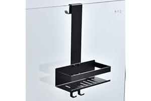 KigKog® Mensola Doccia da Appendere, Portaoggetti Doccia da Appendere, Staffa per Shampoo per Mensola per Doccia in Nero Opaco con Ganci per Cabina Doccia in Vetro,K07-23MBGL