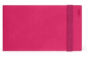 Legami - Agenda hebdomadaire à album petit, Raspberry, 13 mois, journal de janvier 2026 à janvier 2027, format horizontal, fermeture avec élastique, poche finale, carnet d'adresses amovible, 14 x 8 cm