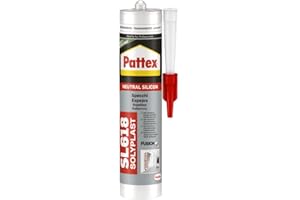 Pattex Sigillante Silicone SL618 Specchi, Elasticità, Elevata Adesione, Neutro, per Specchi, Vetri, Vetrate, Inodore, Senza Solventi, Alto Modulo, Sigillante Trasparente, Cartuccia da 300 ml