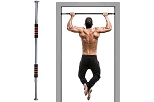 Stakmann Barra Multifunzione per Trazioni da Porta a Pressione Sbarra in Acciaio Inox con Manopole in Schiuma Allenamento Palestra Casa Fitness Gym Lunghezza Regolabile 65-95 cm