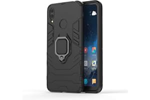 MUMOYAN CHcase Huawei Y7 2019 Funda, 2in1 Armadura Combinación A Prueba de Choques Escudo Cáscara Dura PC + TPU con Soporte Magnetic Car Mount Case Cover para Huawei Y7 2019 -All Black