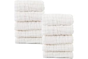 MUKIN Jheppbay Mulinn - Langes en Mousseline pour bébé - Lingettes en Mousseline de Coton Naturelle pour bébé - Serviette et Gant de Toilette Doux pour Le Visage pour la Peau Sensible de