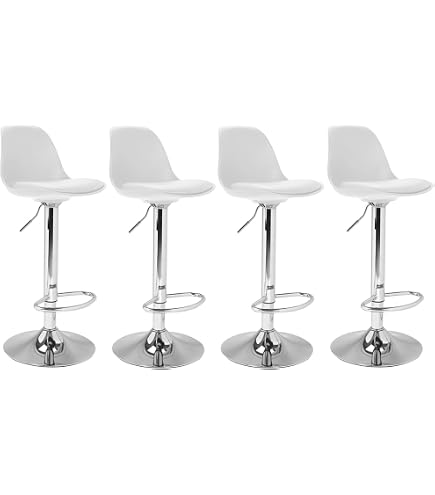 Yaheetech Lot de 6 Tabourets de Bar en Similicuir Réglables en Hauteur Chaises de Bar Assise