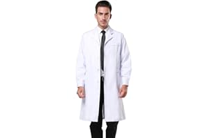 Nideen Men's White Lab Coats Doctor Workwear - Unisex Lab Coat Scrubs Adult Uniform