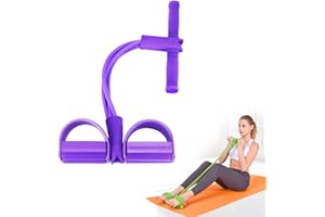 Lancoon, Vogatore elastico per addominali e allenamento di forza, con 4 corde tubolari elastiche e pedali, un attrezzo per fitness, stretching, dimagrimento, allenamento, yoga, 2 pezzi