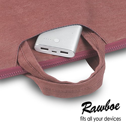 Laptop Hülle Rawboe® Jeansstoff 15,4 Zoll Apple MacBook ProRetina Hülle Tasche/15-15,6 Zoll Laptophülle /15,6 Lenovo Laptop Notebook Computer Hülle/Pouch Cover / Tablet Hülle mit Tragegriffen, haltbarer extra Schutz einfacher Gleit-Reisverschluss mit stylischem Ledergriff wasserdicht und bruchsicher Laptop Tasche Hülle Aktentasche Tragetasche für MacBook Pro Retina / Laptop Notebook / Chromebook / Ultrabook Computer für Apple / Samsung / Acer / HP / Lenovo – kastanienbraun - 6