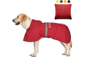 KOOGAL Imperméables pour Chiens avec Capuchon Impermeable Chien, Manteau Chien Imperméable, ultraléger et aéré avec Bandes réfléchissantes pour Chiens Moyens à Grands (Rouge, 6XL)
