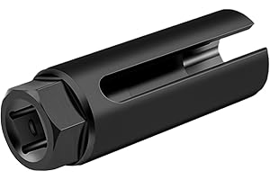 SIMDAO Oxygen Sensor Socket with Side Wire Cutout, Oxygen Sensor Removal Tool 1/2" Drive x 7/8" (22mm) O2 Sensor Socket Universal Removal Tool for Preventing Damage to Wires Motorcycle Car (Cutout 9mm)