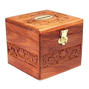 WoodBlow Wood Wooden Money Bank - Coin Saving Box - Piggy Bank - Gifts for Kids, Girls, Boys & Adults
