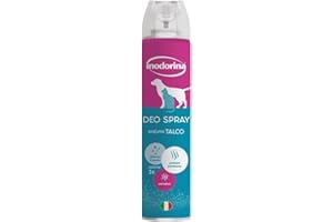 Inodorina Deodorante per cani al profumo di talco (300 ml) – Azione rinfrescante e igienizzante – Neutralizza i cattivi odori e protegge il pelo – Ideale dopo toelettatura