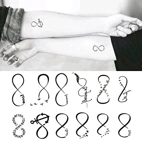 Oottati Petit Joli Tatouage Temporaire Symbole Infini Amour (Set De 2)