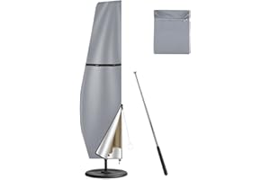 MI CASA Sonnenschirm Schutzhülle mit Stab, Wetterfest Schutzhülle für Ampelschirm 2 bis 3 M Große, UV Gartenschirm Abdeckung Sonnenschirm Schutzhülle Ampelschirm Abdeckhaube - 265x40x70/50cm,grau