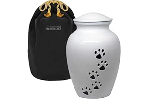 Trupoint Memorials | Urnes décoratives pour Cendres d'animaux | Petites | Animaux jusqu'à 7 kg (Blanc)