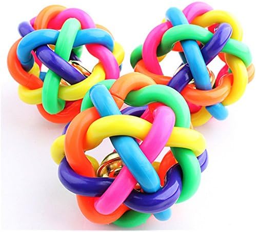 Oft 3pcs. Pet Mesh Ball Cat Toy Ball Coloured Sound Toy Ball with Bell, 6.5