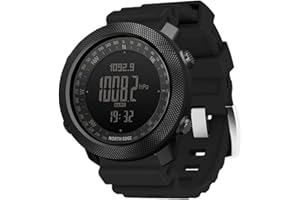 HXHH Inteligente Reloj De Los Deportes Al Aire Libre con Reloj De Silicona De Alta Presión Brújula Termómetro, 50M Impermeable Reloj Militar,Negro