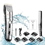 5-stufige Längenverstellung: Dieser drahtlose Trimmer kann von 0,8 mm bis 2 mm eingestellt werden. 6 befestigte Kämme, darunter 3mm, 6mm, 9mm, 12mm und zwei schräge Kämme für eine Vielzahl von Frisuren und Längen für einen einfachen oder besonderen Haarschnitt.