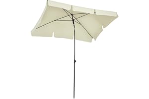 SOLD BY MHSTAR Outsunny 2 x 1.3m Garden Parasol Umbrella, Outdoor Market Table Umbrella with Ruffles & Aluminium Pole, Rectangular Tilting Parasol Sun Shade Canopy