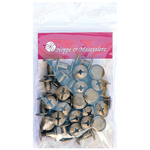 30 Schraubnieten Gürtelschrauben Buchschrauben Chicagoschrauben Nieten zum Schrauben 5MM messing-antik - 3