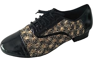 ELISHA DANCE Mens Latin Ballroom Salsa Dance Shoe Soft Sole 1 Inches Heel Professional Tango Rock's N Roll's Socials Party Performance Dance Shoe More Colors