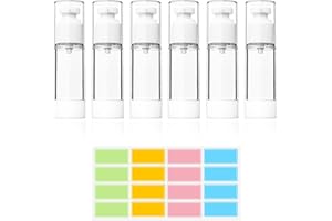 QOMJUFA 6 Stück 30 ml Airless Pumpspender, Creme Spender reiseflaschen, Klein Creme Spender Pumpflasche Leer, Nachfüllbar Cremespender, Leer Lotion Pumpflasche für Reise Lotionen Shampoo Kosmetik
