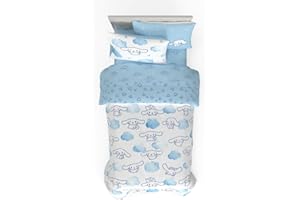 Franco Cinnamorol Set de Ropa de Cama 5 Piezas, edredón Reversible Muy Suave y Acogedor con sábanas y Funda de Almohada, tamaño Individual (Producto con 100% Licencia Oficial)