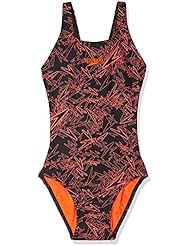 Speedo Boom All-Over Muscle Back, Traje de Baño para Mujer, Negro (Black/Fluo Orange), 40