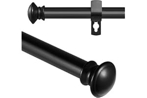 TIEMLET Asta per tende nera, asta per tende regolabile, 70-350 cm, stabile, set di bastoni per tende con manico, terminale e supporti per camera da letto (diametro 1,6 cm)