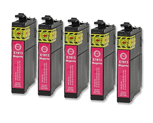 5 Druckerpatronen kompatibel zu Epson 18-XL / T1803 / T1813 (Magenta) passend für Epson Expression Home XP-100 XP-102 XP-200 XP-202 XP-205 XP-210 XP-212 XP-215 XP-225 XP-30 XP-300 XP-302 XP-305 XP-310 XP-312 XP-313 XP-315 XP-320 XP-322 XP-325 XP-33 XP-400 XP-402 XP-405 XP-405-WH XP-410 XP-412 XP-413 XP-415 XP-420 XP-420 XP-422 XP-425