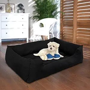 Petitude Square Shape Reversable (Black) Color Ultra Soft Ethenic Designer Velvet Bed for Dog & Cat(Export Quality)-Small