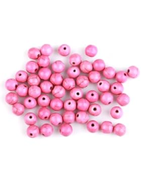 ILOVEDIY 80x Türkis Perlen basteln Kugeln rund 6mm Böhmische Spacer Beads für Armband Halskette (Rose, Türkis)