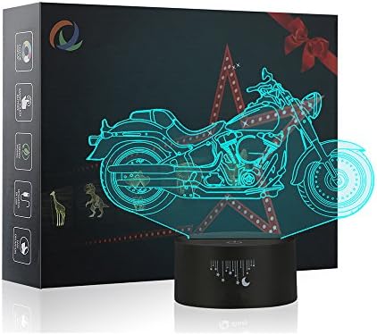 Motorcycle Model3D Night Light Touch Table Desk Lamps, Yunplus 7 Color Changing Lights with Acrylic Flat &amp; ABS Base &amp; USB Charger for Holidays Gifts