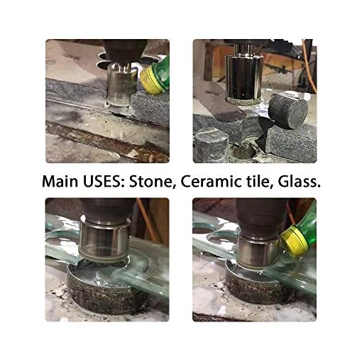 DIY Crafts 13x Diamond Drill Bits, Tile Hole Saw, Sibaok Hollow Core Hole Saw Remover Tools Set for Glass, Porcelain, Ceramic, Granite Drill Bit, 1/4 to 2 Inch 6-50mm (Pattern No # 1, Hole Saw Set) - Image 7