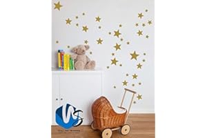 Walldestickers set of 55 Mixed size Stars Wall Stickers Kid Decal Art Nursery Bedroom Vinyl Decoration (Gold)