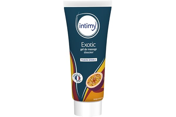 INTIMY - Gel Exotic De Massage - Parfum Fruit de la Passion - 200 mL - Plaisirs Sensuels et Gourmands - Sensation Douceur - Non gras, ne tache pas, ne colle pas - Fabriqué en France