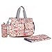 Bebamour Original Floral Designer Diaper Tote Bags Nappy Changing Bag (Pink)
