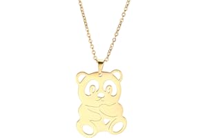 EUEAVAN Collana con ciondolo a forma di panda gigante con animali, in acciaio inox, stile hip hop, semplice, regalo di compleanno per donne e mamme