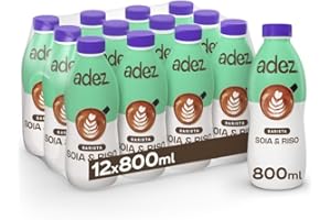 AdeZ Barista Soia e Riso – 12 Bottiglie da 800ml, Bevanda Vegetale con Soia e Riso, Contiene Naturalmente Zuccheri, Fonte di Proteine, Fibre, Vitamina D e Calcio