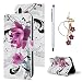 Produktbild Huawei P20 Lite Hülle Case Blumen Muster Kunstleder PU Leder Hülle Wallet Tasche Handyhülle Soft TPU Innere Schutzhülle Klapphülle Schale Bookstyle Ständer Kartenfach Magnetverschluss Brieftasche