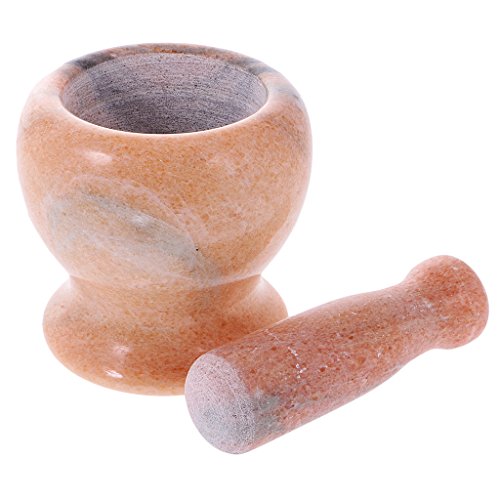 MagiDeal Marmor Mörsel und Stößel, Küche Gewürzmörser – Orange - 3