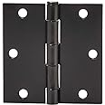 Amazon Basics Square Door Hinges, 3.5 Inch x 3.5 Inch, 12 Pack, Matte Black