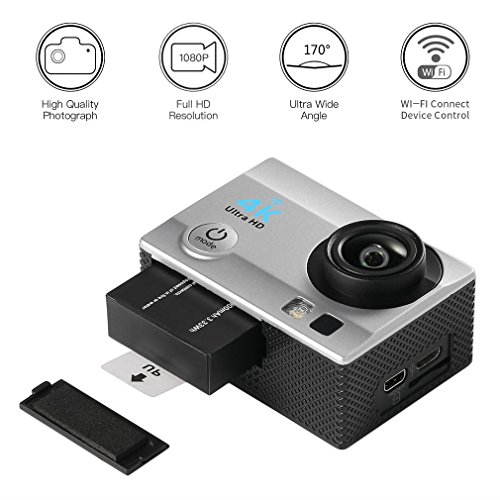 Action Cam ,LESHP Wifi Aktion Cam Wasserdichter Helmkamera Full HD 1080P 170 Grad Weitwinkel 4k Action Digitalkamera with 2,0 Zoll LCD Bildschirm Kamera Wasserdicht Unterwasserkamera Cybershot - 5