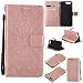 Produktbild Lonchee OnePlus 5 / OnePlus Five Leder Wallet Tasche Brieftasche Schutzhülle , Sonnenblumen geprägten Muster Design Hochwertige PU Leder Folio Tasche Case Hülle im Bookstyle mit Standfunktion Kredit Kartenfächer (Rose Gold)