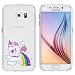 Produktbild licaso® Hülle für Samsung Galaxy S6 5,1" TPU Schutz Cover Samsung S6 Case Sketch transparent klare Einhorn S6 Wolke Himmel Regenbogen Schutzhülle galaxys6 Tasche Silikon Unicorn Einhörner (Samsung Galaxy S6, Einhorn Wolke)