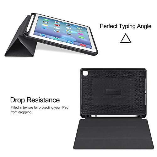 iVAPO iPad Pro 9.7 Hülle Pencil Halter Premium PU Leder Folio Case mit Auto-Schlafen/ Wecken und Stander Funktion Schutzhülle für iPad Pro 9.7 inch Smart Hülle (Schwarz) - 5