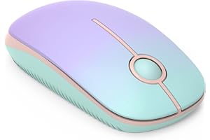 MagoFeliz Wireless Mouse, 2.4G Silent Mouse with USB Receiver, 18 month battery life, 1600 high DPI Precision- Portable Computer Mice for Windows/Mac/Linux, Mint green gradient pink purple