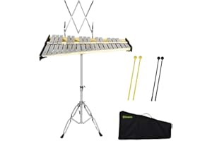 ENNBOM 32 Noten Natürliches Glockenspiel Kit Xylophon mit verstellbarem Ständer Professionelles Percussion Instrument Set (32 Noten)