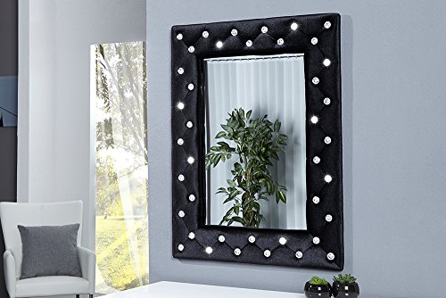Großer Wandspiegel BOUTIQUE 80×60 schwarz edler Samtstoff mit Strassknöpfen - 8